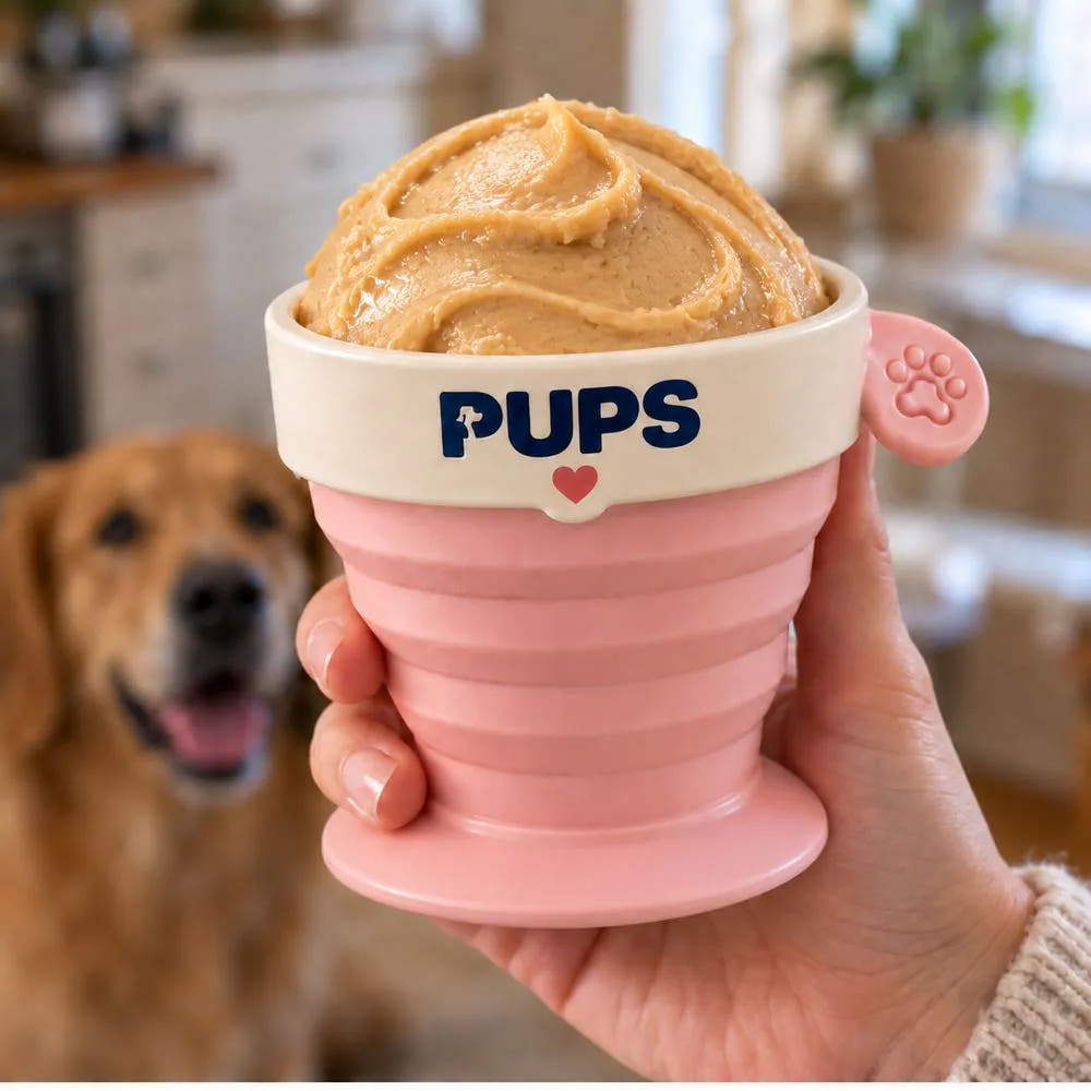 Dog waiting for his PUPS cup