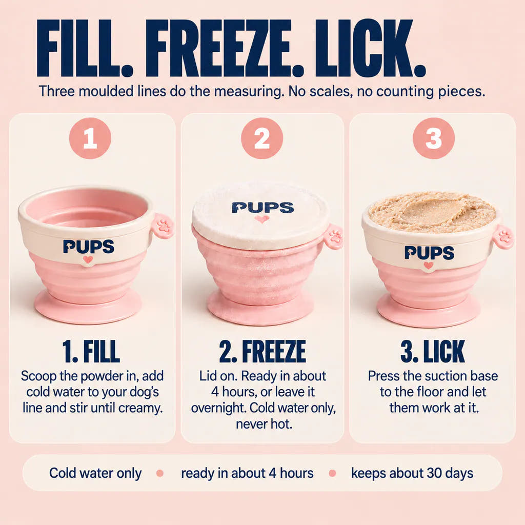 Fill. Freeze. Lick.