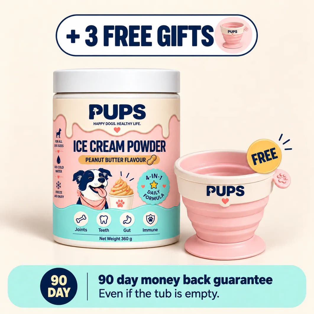 PUPS tub on Subscribe & Save with 3 free gifts and a 90 day guarantee