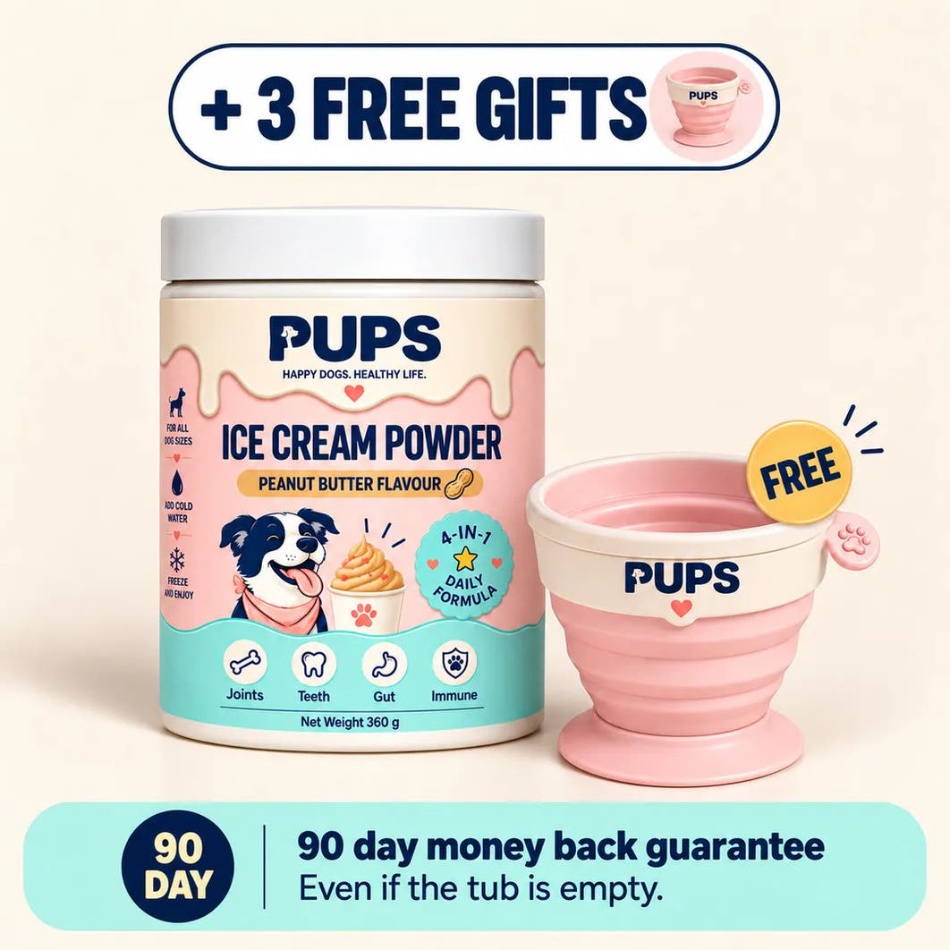 PUPS tub on Subscribe & Save with its 3 free gifts: the PUPS cup, the recipe ebook and a mystery gift